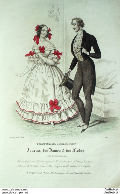 Costume Parisien 1838 # 3616 Robe de crêpe costume homme