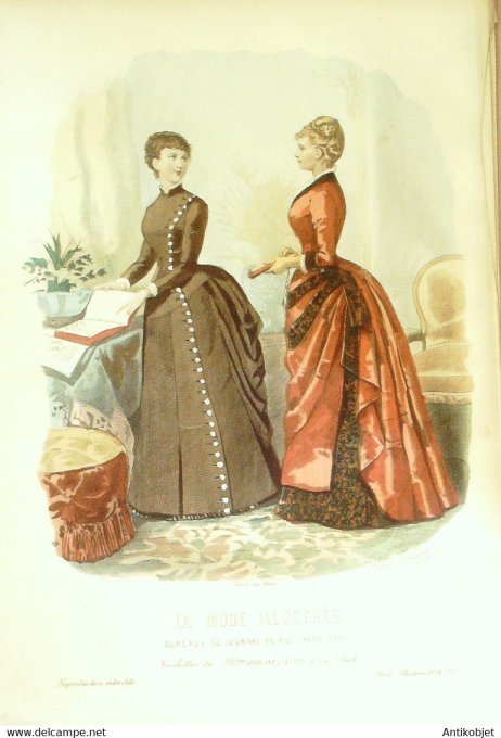 Gravure de mode La Mode illustrée 1884 n°07 (Maison Bréant-Castel)