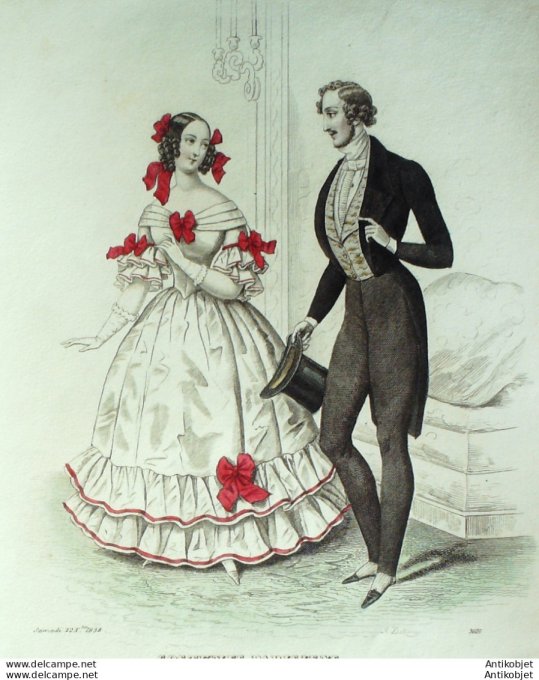 Costume Parisien 1838 # 3616 Robe de crêpe costume homme