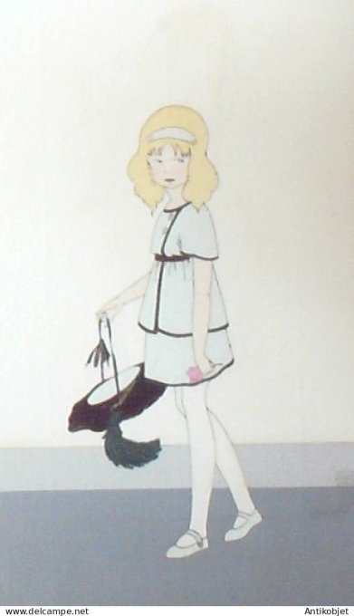 Gravure de mode Costume Parisien 1914 pl.131 ANONYME Robe de fillette