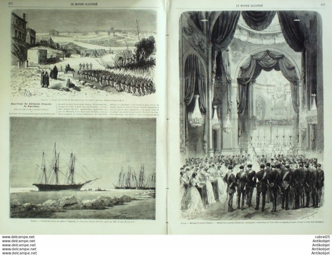 Le Monde illustré 1867 n°577 Italie Turin Algérie Mostaganem Ethiopie Espagne Valence Abyssinie