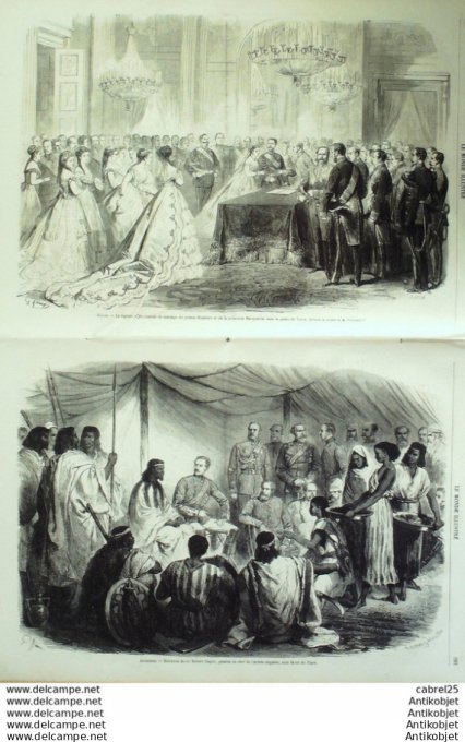 Le Monde illustré 1867 n°577 Italie Turin Algérie Mostaganem Ethiopie Espagne Valence Abyssinie