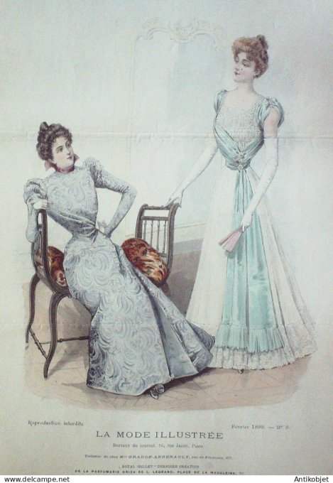 Gravure Mode illustree 1898 # 08 (Old Fashion plate) RARE
