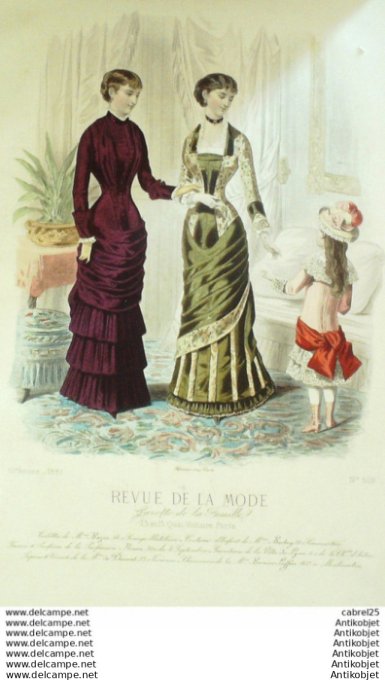 Gravure Mode La Gazette 1881 # 509 (Old Fashion plate)