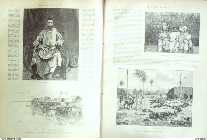 Le Monde illustré 1892 n°1839 Dahomey Cotonou roi Behanzin Hongrie Budapest Blaye (33) Petrolea.