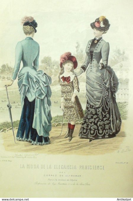 Gravure Mode Elegance Parisienne 1883 # 18 (Old Fashion plate)