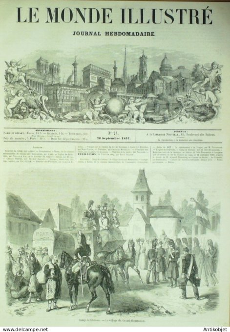 Le Monde illustré 1857 n° 24 Mourmelon (51) Belleville Châlons (51) Italie Rome