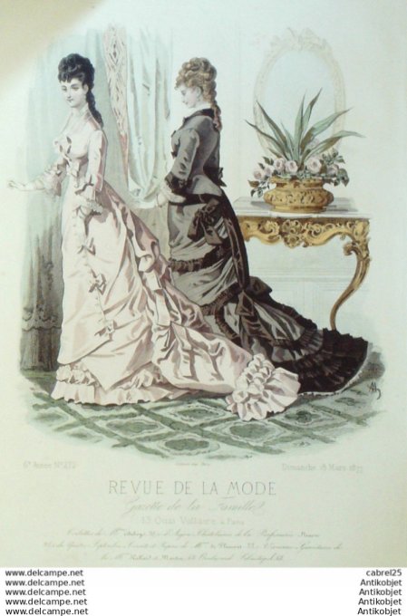 Gravure de mode La Gazette 1875 # 162 Maison Duboys