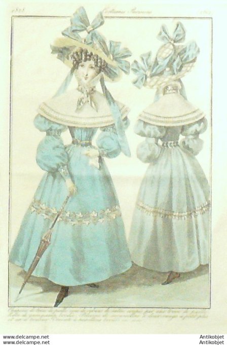 Costume Parisien 1828 # 2612 Robe de Guingamp brodée  pélerine