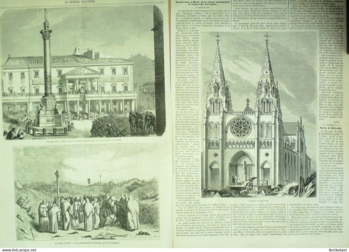 Le Monde illustré 1857 n° 24 Mourmelon (51) Belleville Châlons (51) Italie Rome