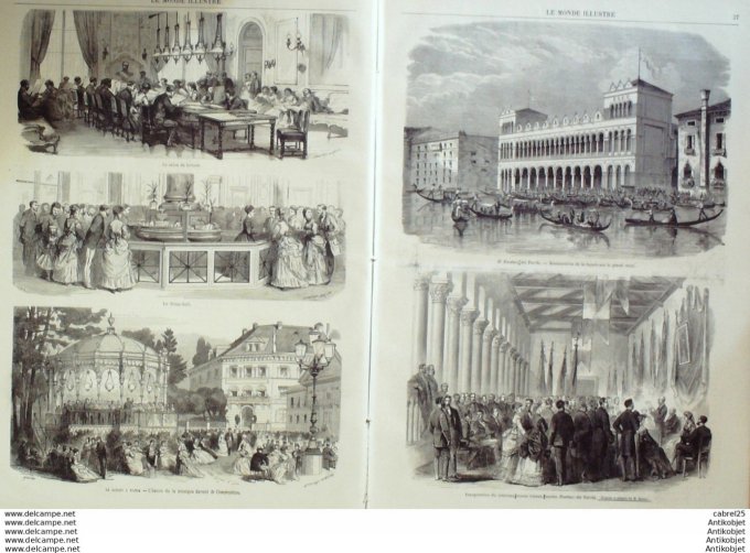 Le Monde illustré 1869 n°640 Espagne Barcelone Allemagne Bade Trinck Hall Italie Turin St Denis (93)