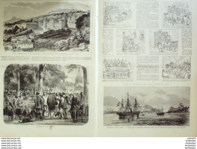 Le Monde illustré 1869 n°640 Espagne Barcelone Allemagne Bade Trinck Hall Italie Turin St Denis (93)