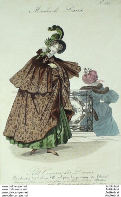 Gravure Mode Courrier des Dames 1831 #  939 (eau forte old Fashion plate)