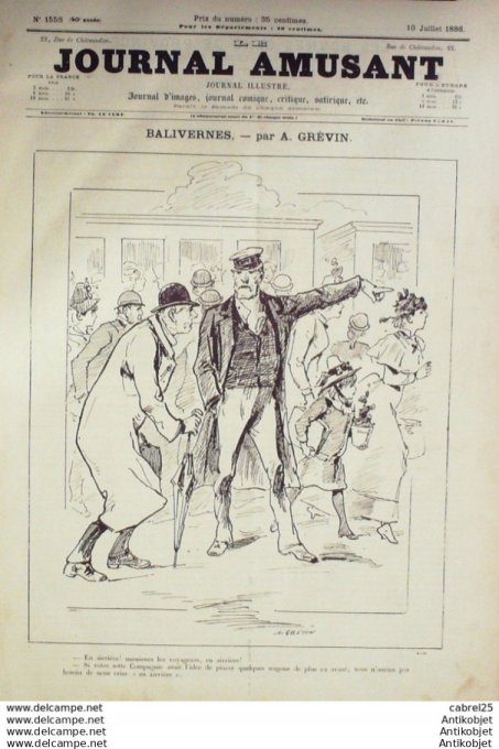 Le Journal Amusant 1886 n°1558 La Peche Gens De Province Au Bord De L'eau