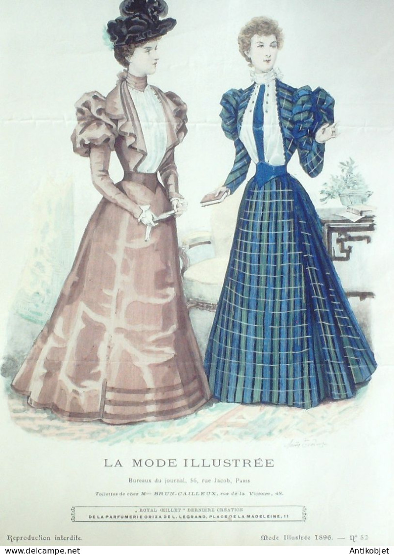 Gravure Mode illustree 1896 # 52 (Old Fashion plate) RARE