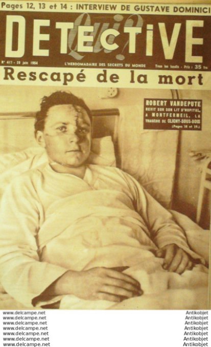 Détective 1954 # 417 Maillebois Dijon Montfermeil Lurs Louviers Clichy