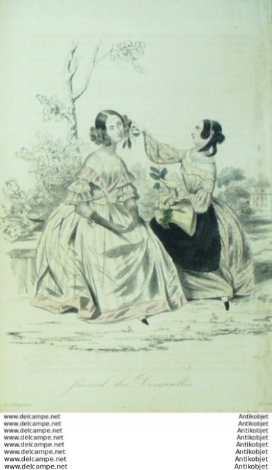Gravure Mode J.Demoiselles 1838 #  3 (aquarelle Old Fashion plate)
