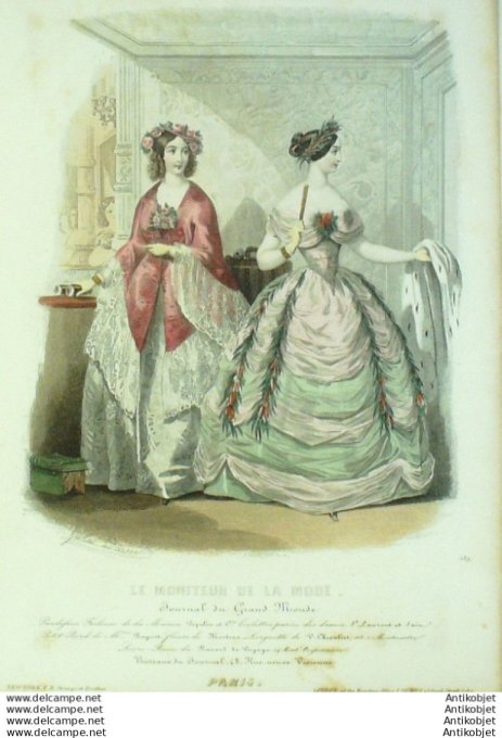 Gravure Mode Le Moniteur 1852 # 139 (Old Fashion plate)