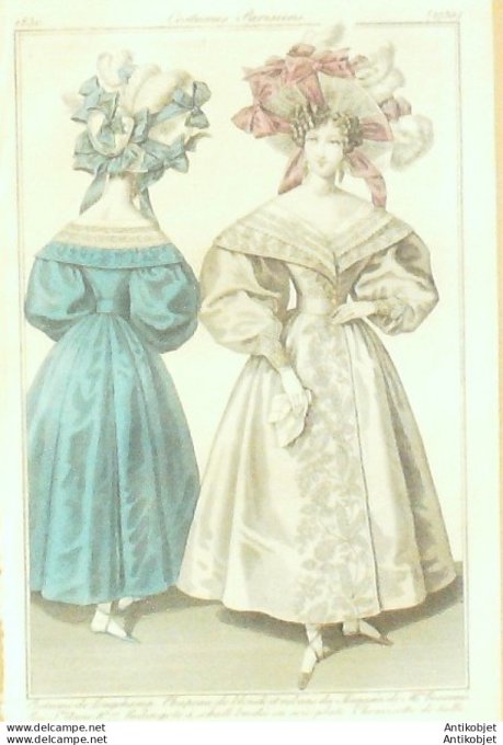 Costume Parisien 1830 # 2785 Redingote à schall brodée en soie