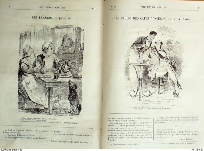 Petit journal pour Rire 1868 #   43 Le Public des Cafes-concerts Grevin