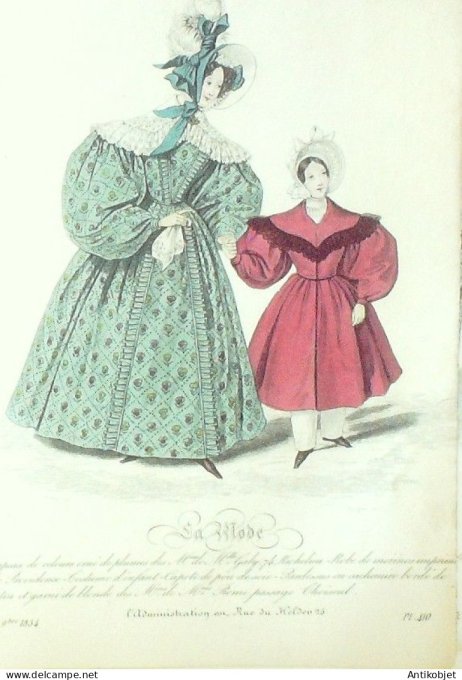 Gravure La mode 1834 # 409 (aquarelle old Fashion plate)