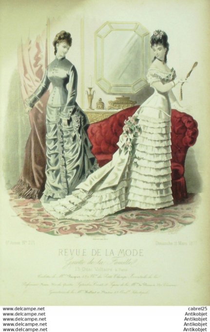 Gravure de mode La Gazette 1875 # 161 Maison Duboys