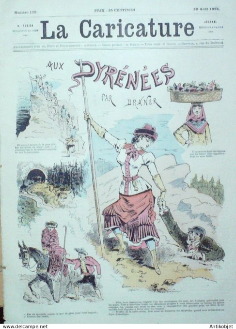 La Caricature 1882 #139 Aux Pyrénées Draner Trock Train de plaisir Tinant
