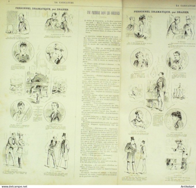 La Caricature 1880 #  18 Coulisses costumes des pillules du Diable Draner Robida Philippon Daumier