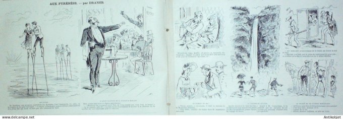 La Caricature 1882 #139 Aux Pyrénées Draner Trock Train de plaisir Tinant