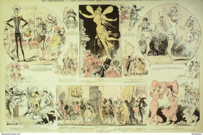 La Caricature 1880 #  18 Coulisses costumes des pillules du Diable Draner Robida Philippon Daumier