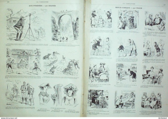 La Caricature 1882 #139 Aux Pyrénées Draner Trock Train de plaisir Tinant