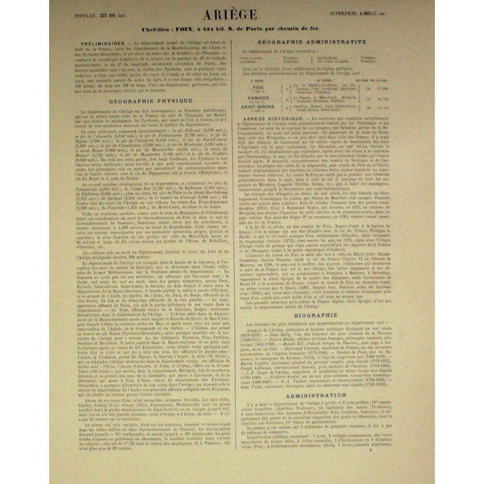 Carte ARRIEGE (09) FOIX Graveur LECOQ WALTNER BARBIER 1868