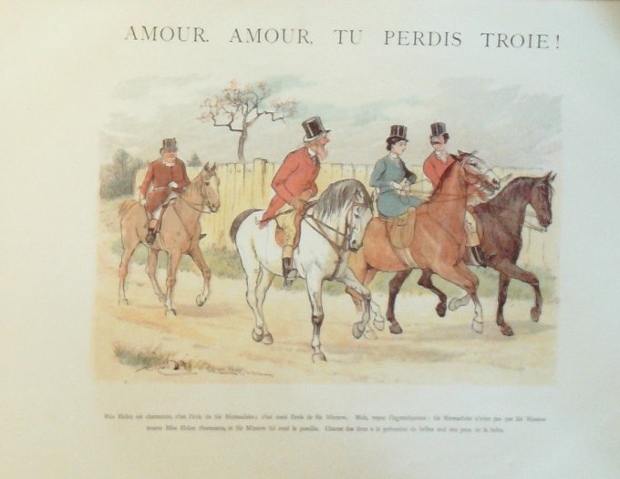 SCENES HUMORISTIQUES-Illustration GALDECOTT () 1882 inédit