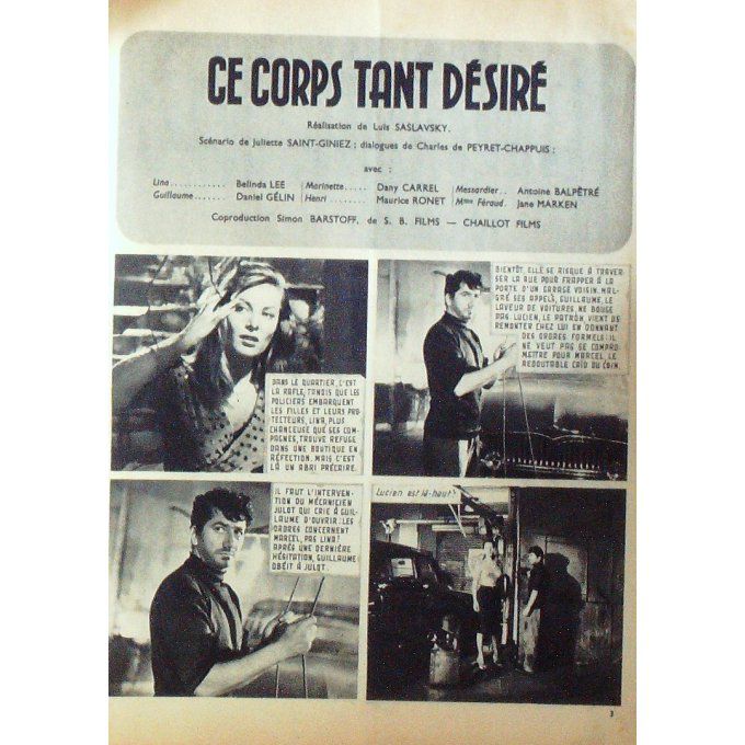 Ce Corps Tant Desire (Roman Photo) Daniel Gelin Maurice Ronet Belinda Lee