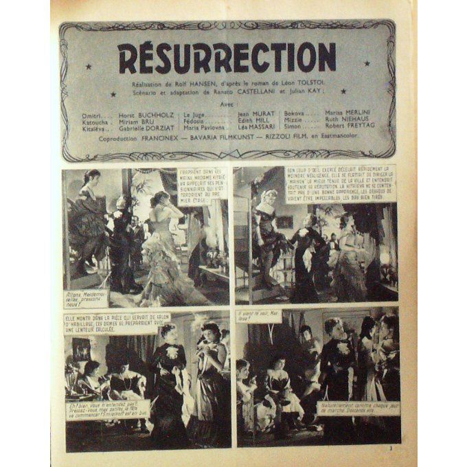 Resurrection (Roman Photo) Horst Buchholz Myriam Bru Jean Murat