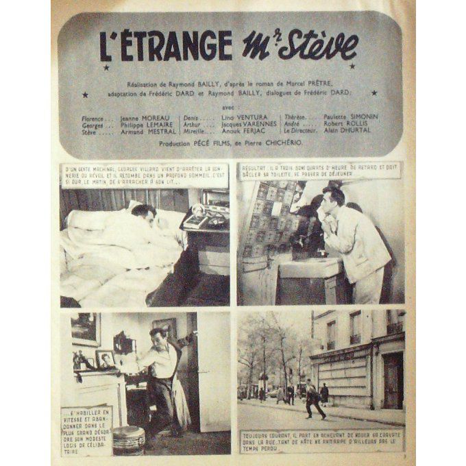 L'etrange Mr Steve (Roman Photo) Lino Ventura Jeanne Moreau Armand Mestral