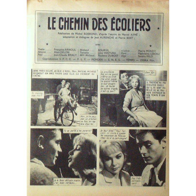 Roman photo-LE CHEMIN des ECOLIERS ALAIN DELON PIERRE MONDY LINO VENTURA 1960