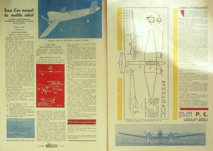 L'Aéronef 1945 # 3 Caster grades RAF Auto-Stable Biplace tourisme Cricri-Salmson Plan Potez 63