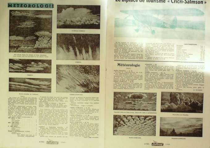 L'Aéronef 1945 # 3 Caster grades RAF Auto-Stable Biplace tourisme Cricri-Salmson Plan Potez 63