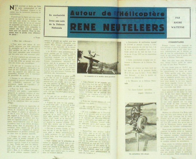 L'Aéronef 1945 # 10 hélicoptÃ¨res René Neuteleers Biplace 50cv, AW 6B