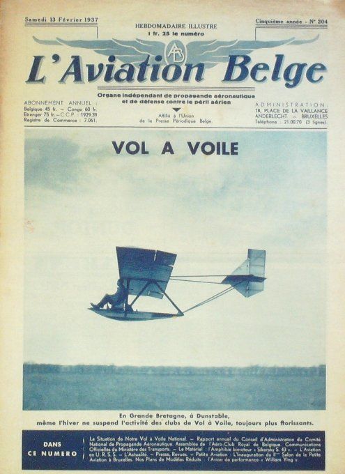 L'aviation belge 1937 # 204 urnelli Ub14 Sikorsky S43 Year Book