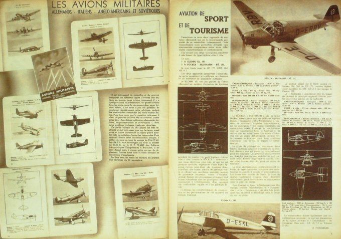 L'aviation illustrée 1943 # 11 Klemm KL 107 Bucker Bestmann BU 181 Martin B26 Marauder