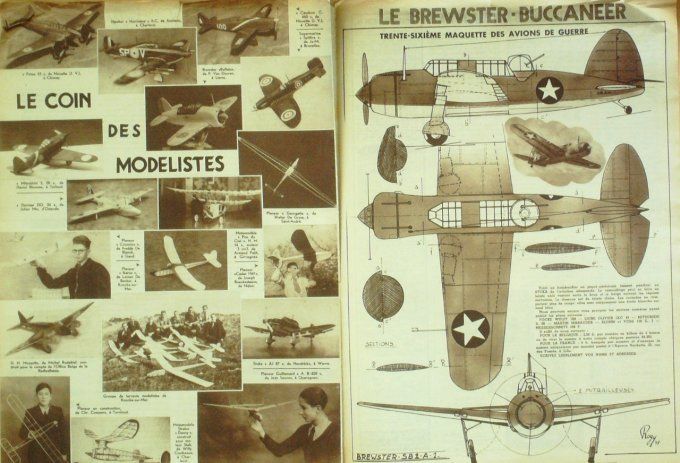 L'aviation illustrée 1944 # 3 bimoteur OK Twin Condor 40cm3 Brewster Buccaneer SB2 A-1