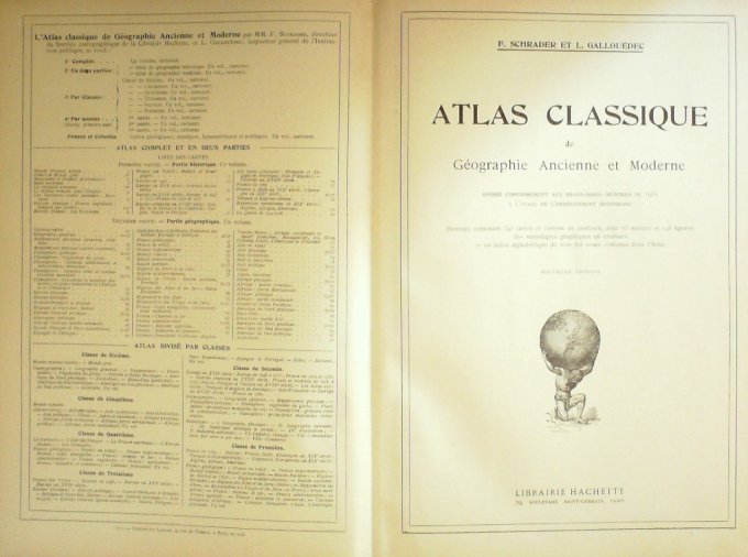 ATLAS (343 cartes géographiques) SCRADER, GALLOUEDEC (Hachette) 1931