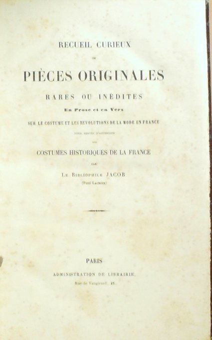 PIECES inédites en PROSE et VERS-JACOB Paul LACROIX-1852
