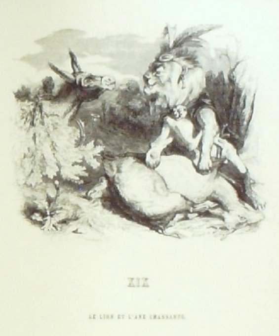 LA FONTAINE Fables(250)-Illustration GRANDVILLE (Edit GARNIER) 1864