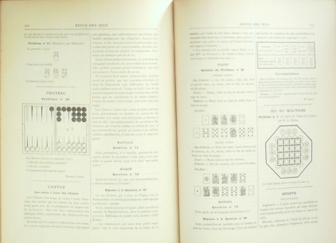 REVUE des JEUX-Moniteur des MATCHS x 57 (1889-90) rare