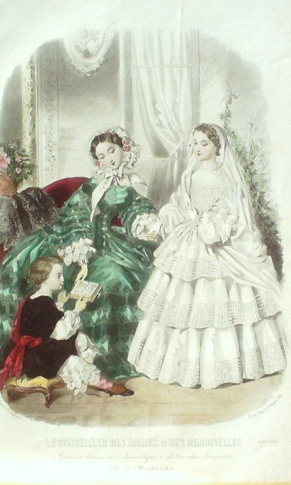 Gravure Mode Conseiller des Dames 1856 #  4 (aquarellee Old Fashion plate) 