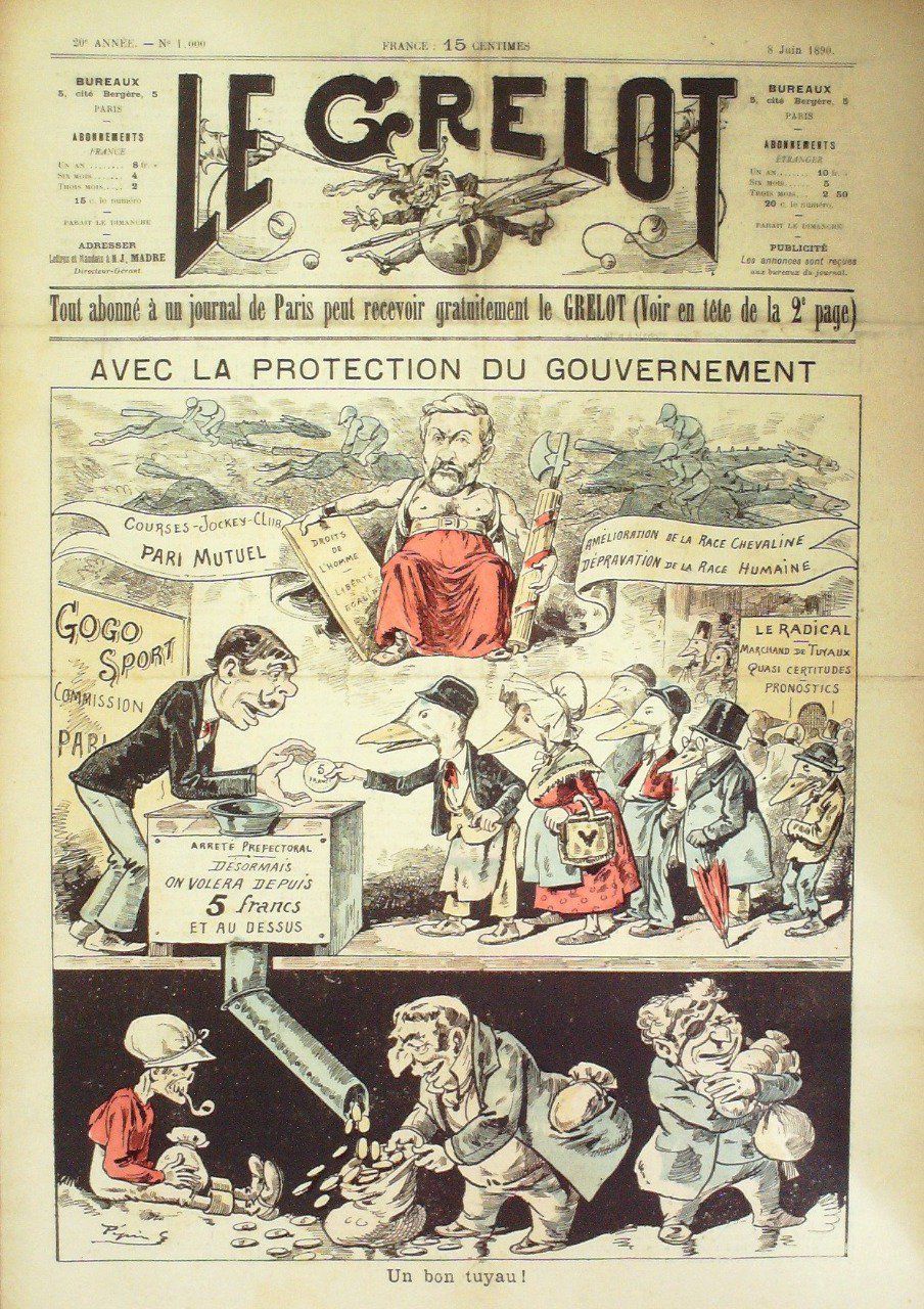 Le Grelot 1890 n°1000 AVEC la PROTECTION du GOUVERNEMENT PEPIN