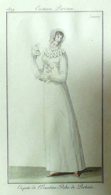 Gravure Mode Costume Parisien 1809 # 1000 (eau forte old Fashion plate